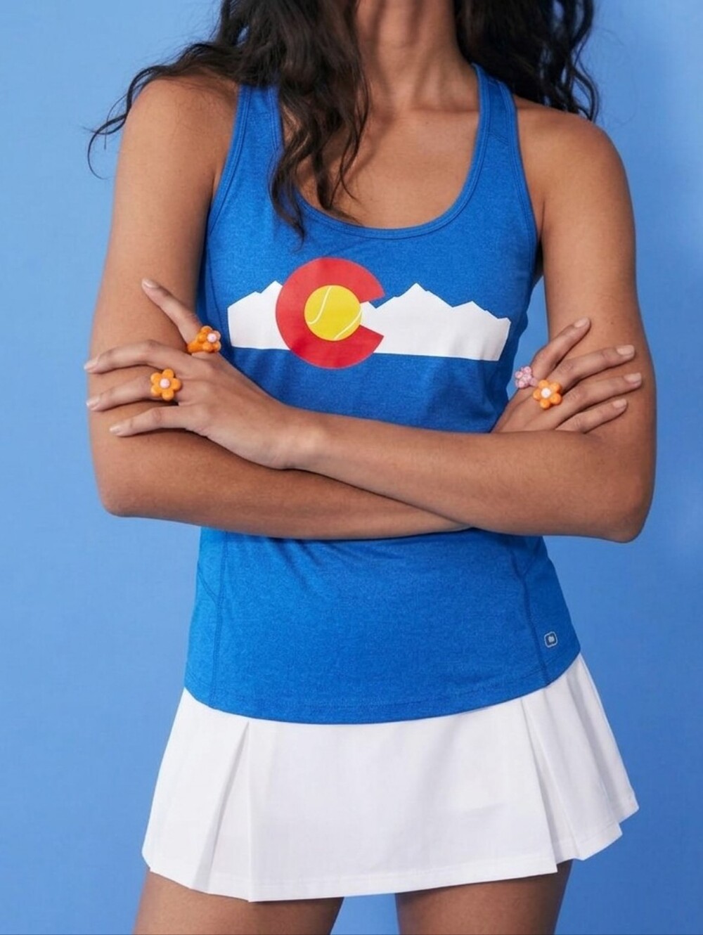 Ogio Colorado Flag Tank Top Large Women's Tennis Shirt Blue Sleeveless Athletic
